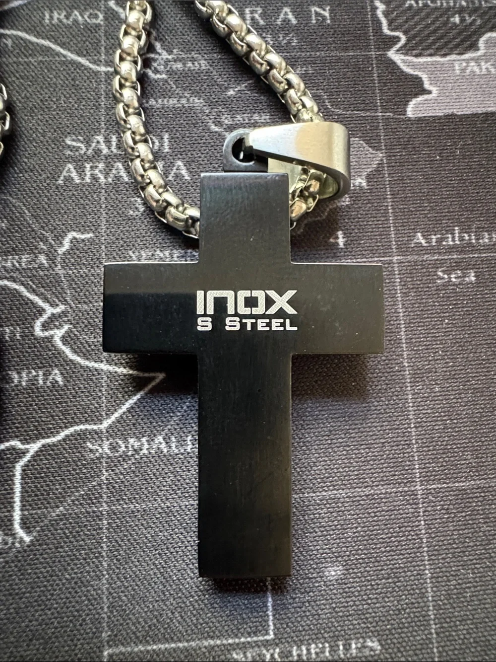 Men's Stainless Steel Cross Necklace - Silver Tone